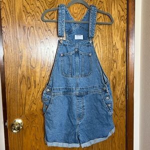 Blue denim overalls shorts